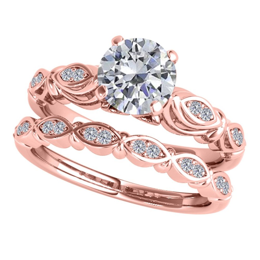 Art Deco 0.50 Cttw Lab-Grown Diamond  Bridal Ring Set In 10K Gold for women